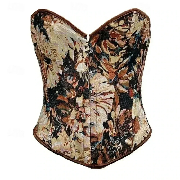 Monet oil painting Inspired Corset with Hooks, Body Sculpting Fishbone Structure - Picture 3 of 9